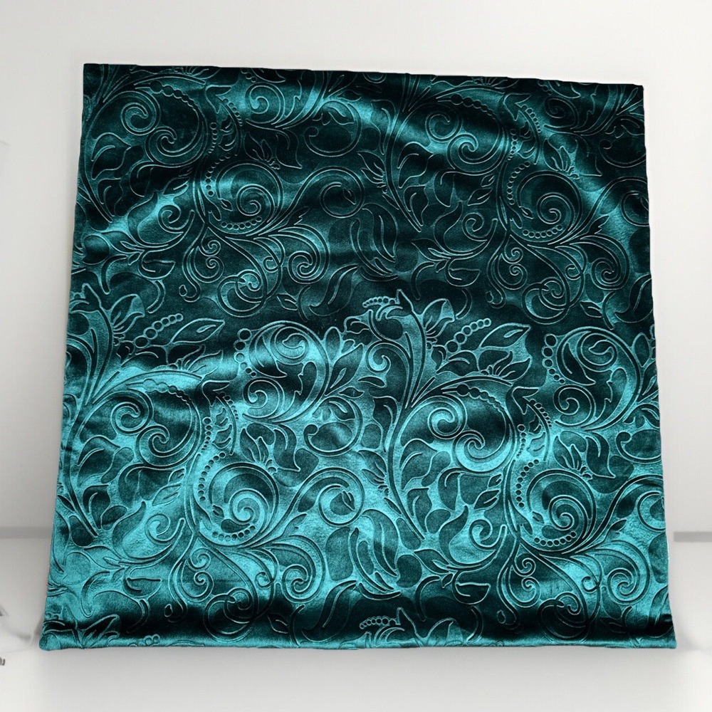 3 Each Tango Depot Emerald Green Floral Embossed Velvet Pillow‎ Covers Zip 26x26